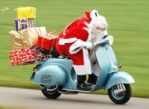 Image de Noël: Père noël en moto